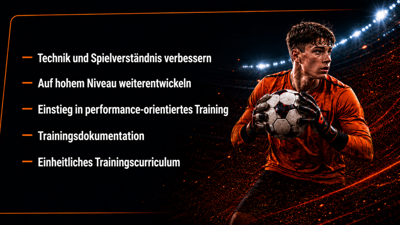 Torwart Leistungskurs U13, U14, U15: Torhüter Technik und Spielverständnis verbessern, Auf hohem Niveau weiterentwickeln, Einstieg in performance-orientiertes Torwarttraining, Keeper Trainingsdokumentation, Einheitliches Trainingscurriculum